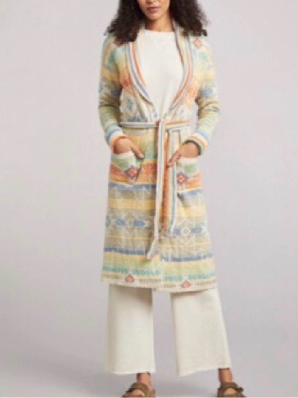 Faherty Paloma Duster Cardigan Morning Star Organic Cotton Sweater XS Multicolor